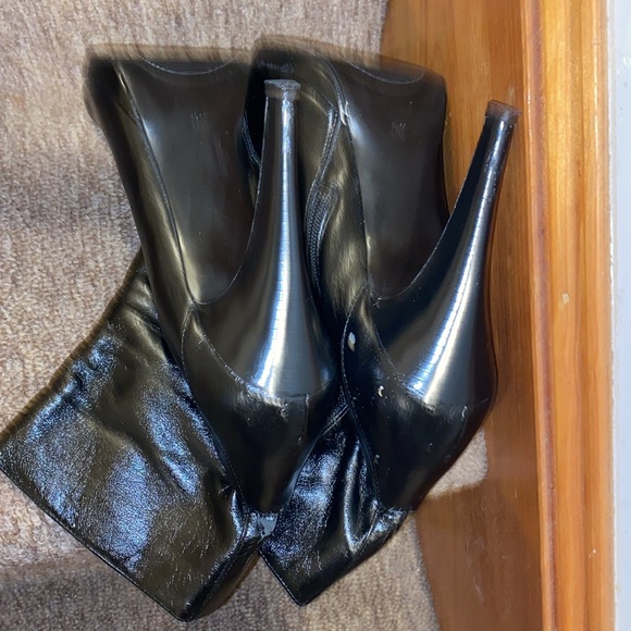 ♠️GUC Nine West Manmade Upper Black Platform Heeled Dress Booties - Picture 11 of 13